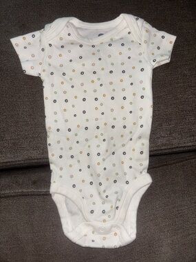 White Baby Bodysuit with Multicolor Dot Pattern